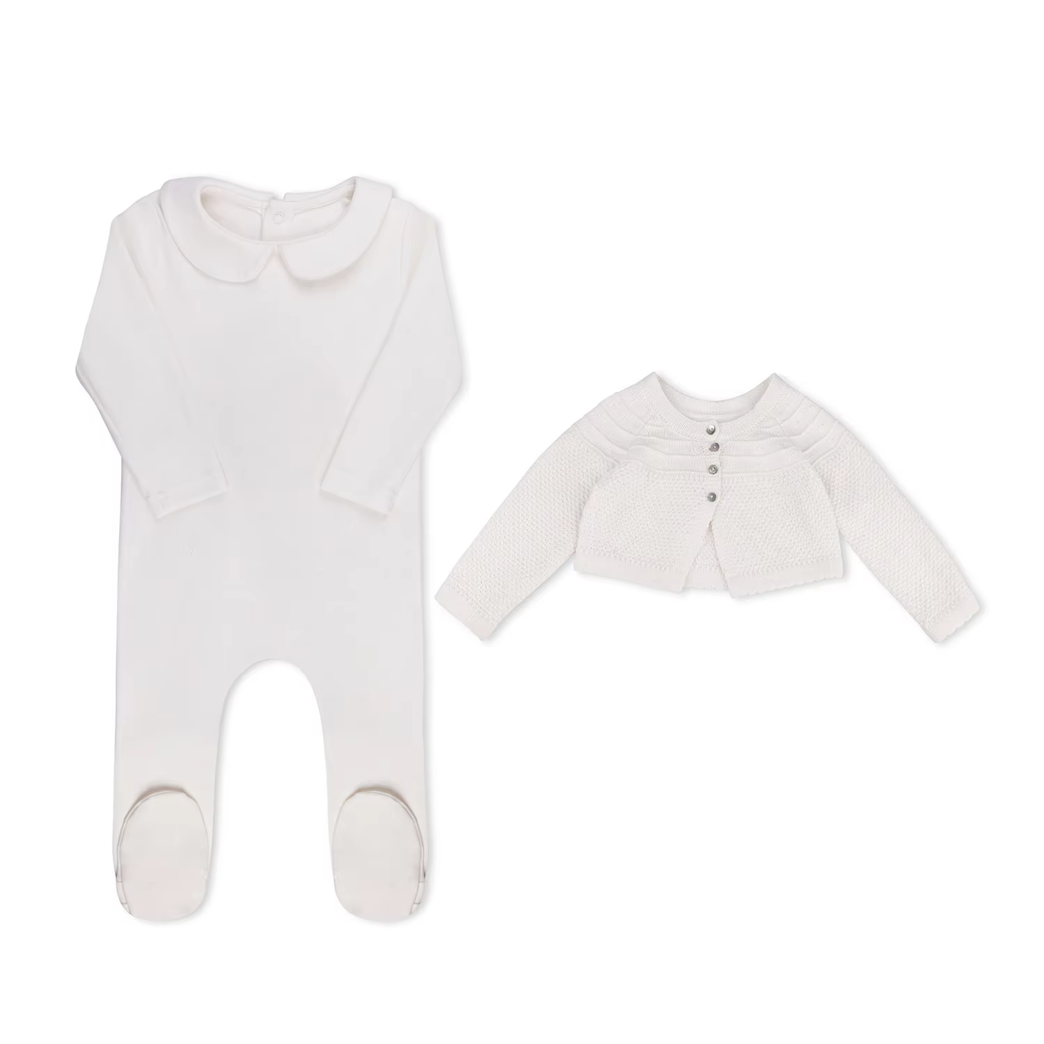 Baby Collection – White Footie & Cardigan Set – Ali Picks AW26