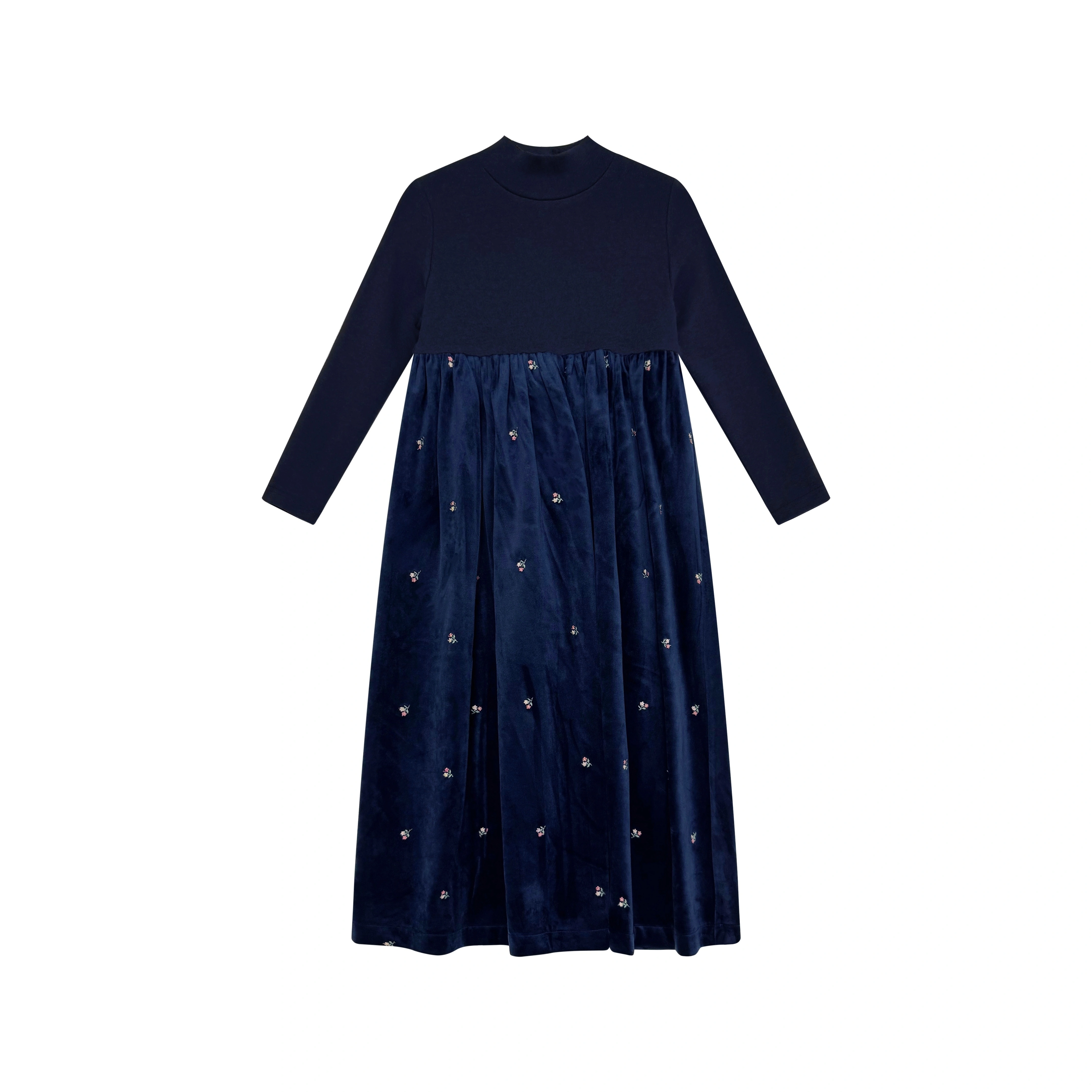 Navy Velour Maxi Collection – Girl Blue Dress