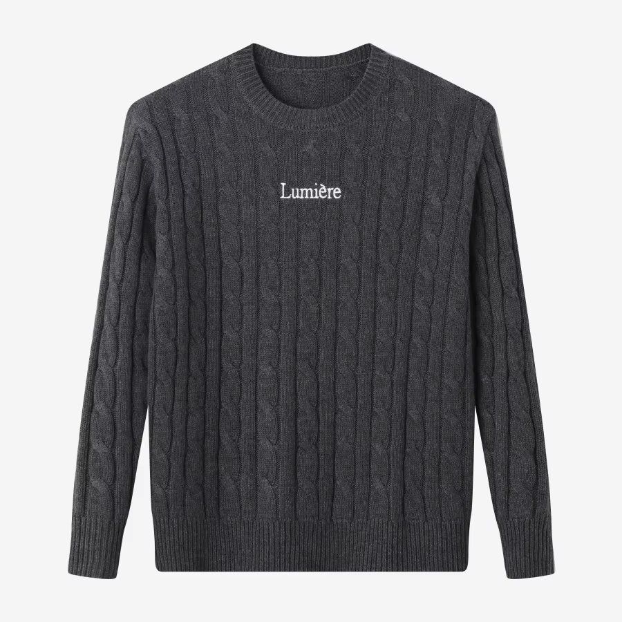 Pinstripe Collection – Grey Cableknit