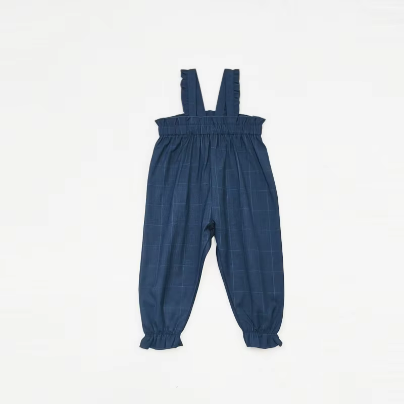 Navy Windowpane – Baby Girl Overalls – Ali & Co AW26