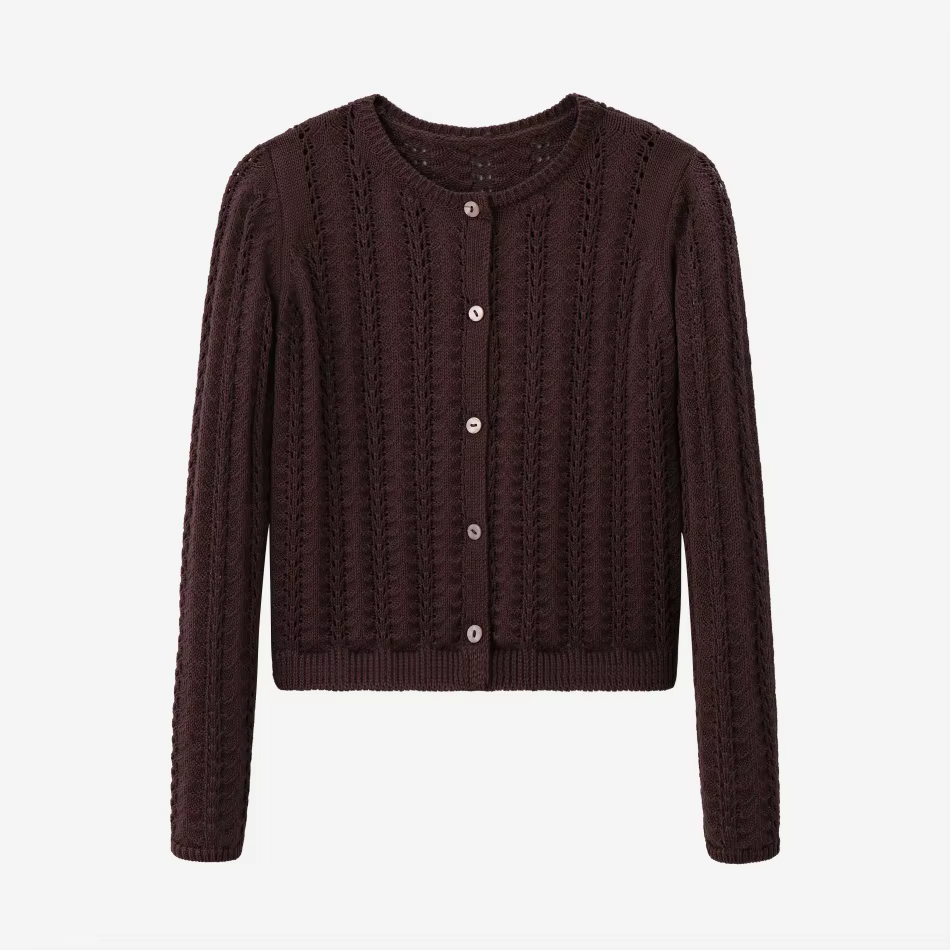 Knitted Collection – Brown Hollow Cardigan – Ali Specials AW26