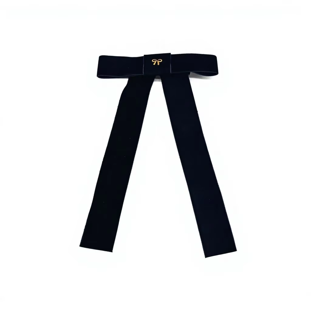 Navy Large Velvet Bow Clip – Ali Picks AW26