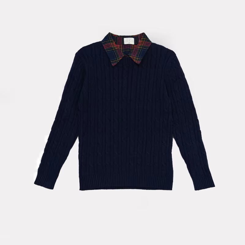 Prep Plaid Boys Knit Top with Plaid Collar – Ali & Co Prep Plaid AW26