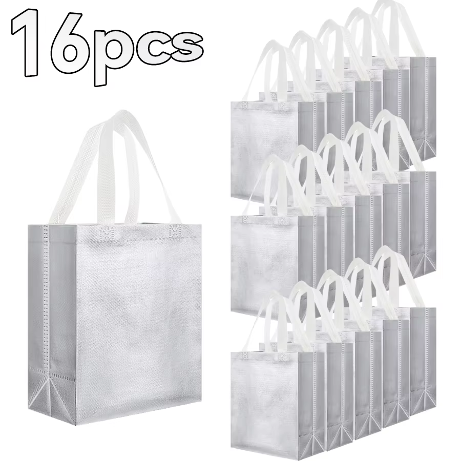 Glossy Silver Favour Totes