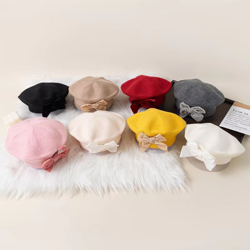 Bow Knit Beret Beanie