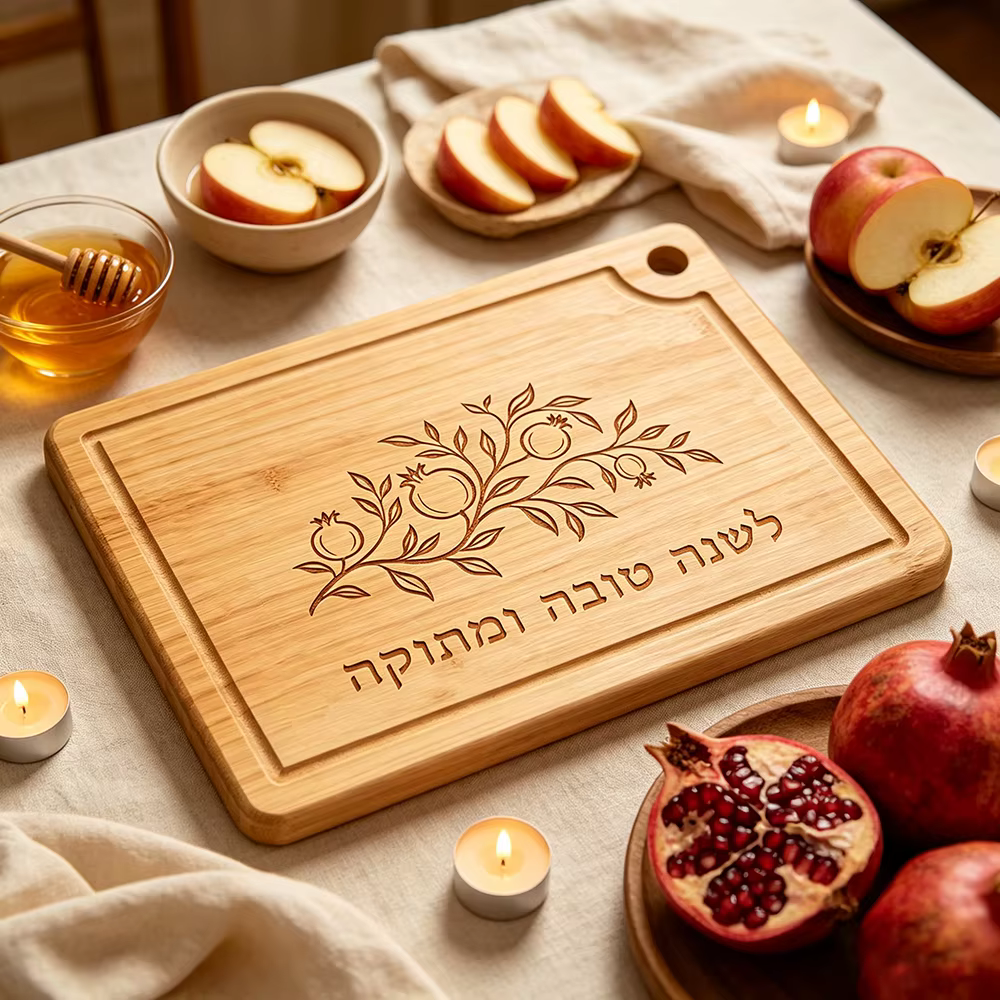 Engraved Bamboo Pomegranate Challah Board