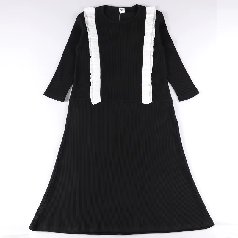 Black Ribbed Kids' Nightgown from Bloom Family Fashion on AliExpress
