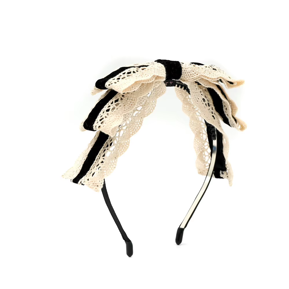 Long-Tail Lace Velvet Bow Headband Headband