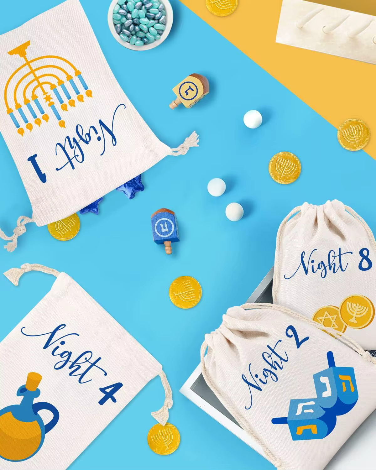 Chanukah Countdown Bags – Night 1–8