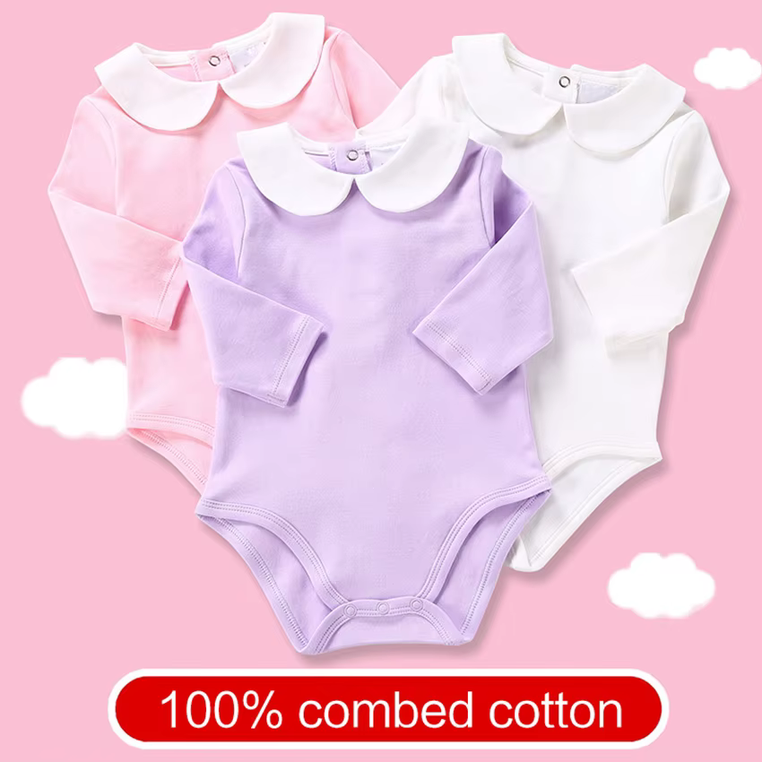 White Peter Pan Collar Baby Bodysuit from Yibebe on AliExpress