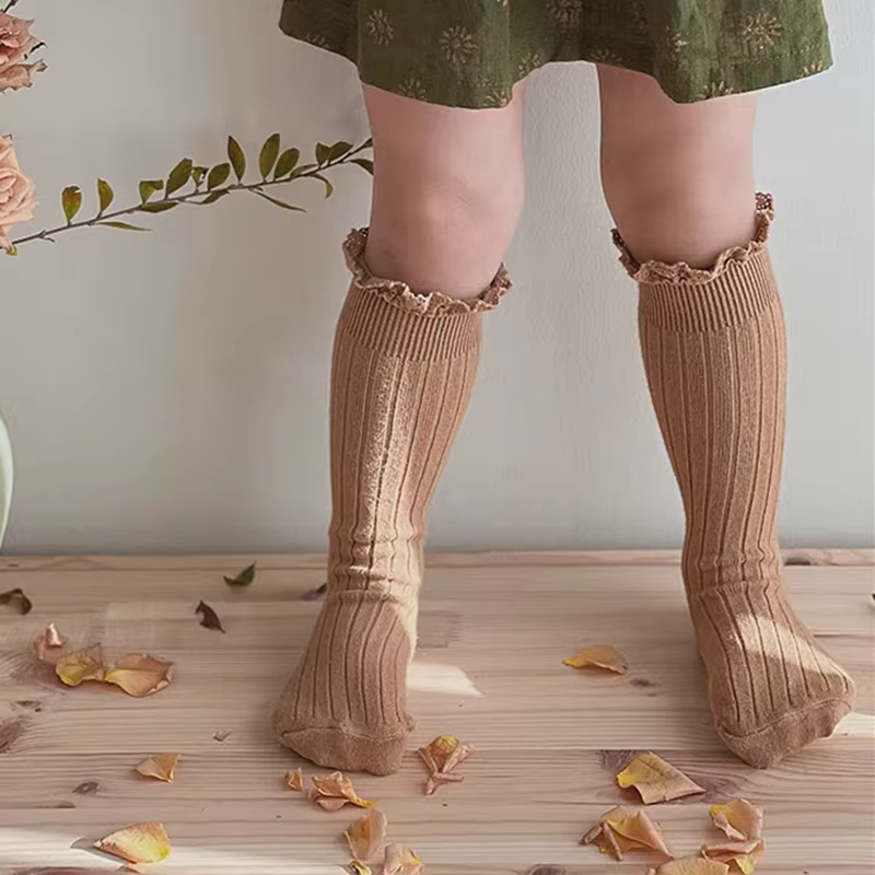 Ruffle Flower Knee Socks