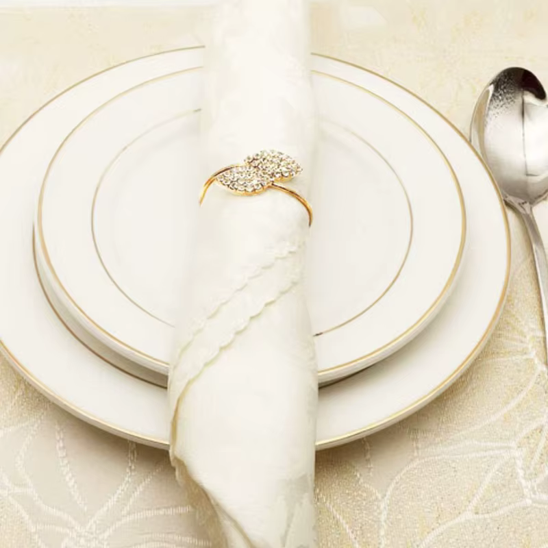 Gold Leaf Napkin Rings, Set of 12