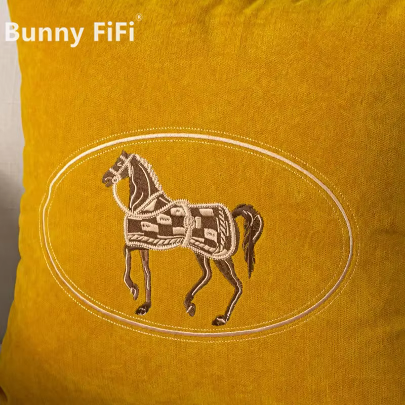 Embroidered Horse Cushion Cover
