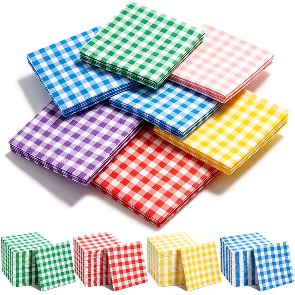 Gingham paper napkins