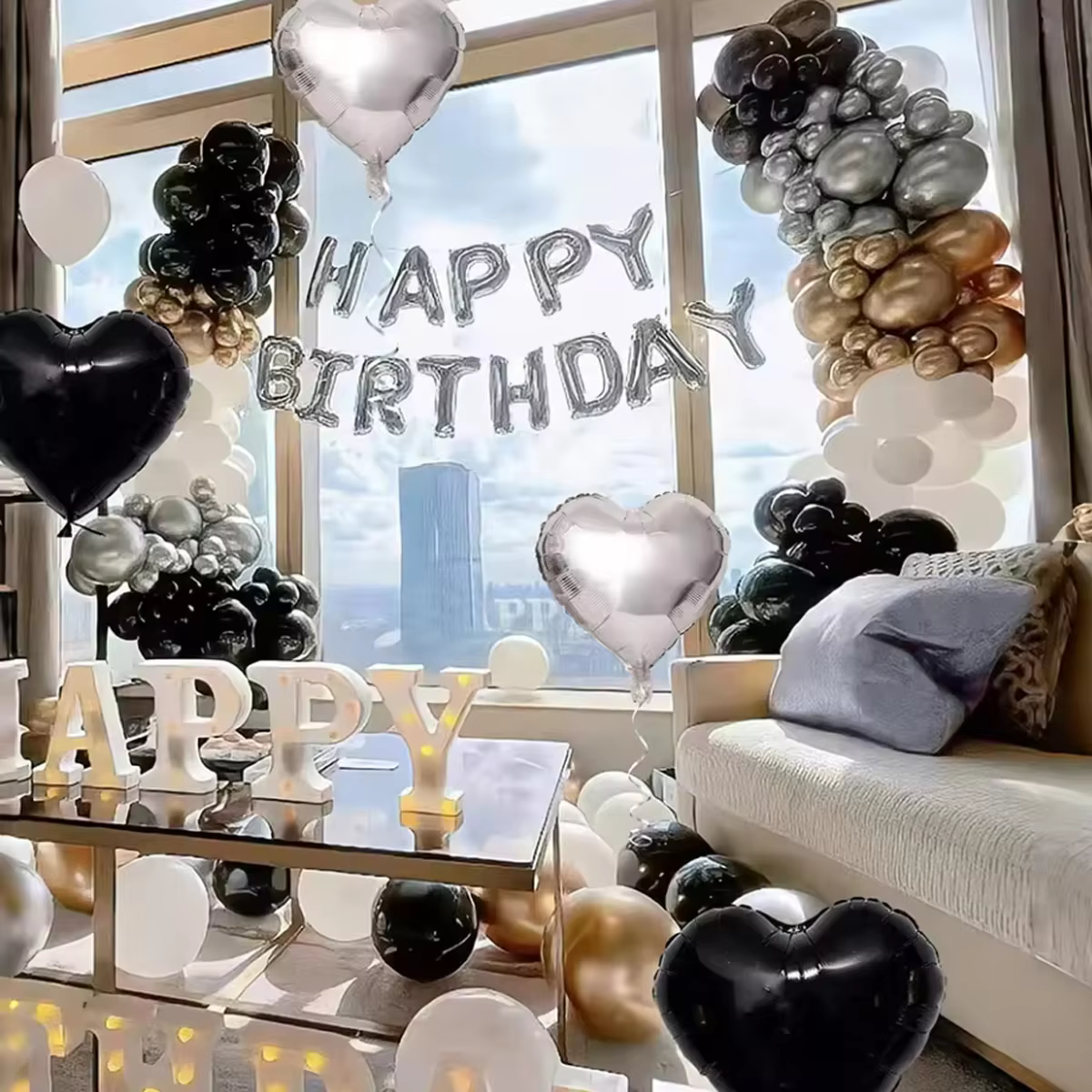 Black And White Birthday Balloons