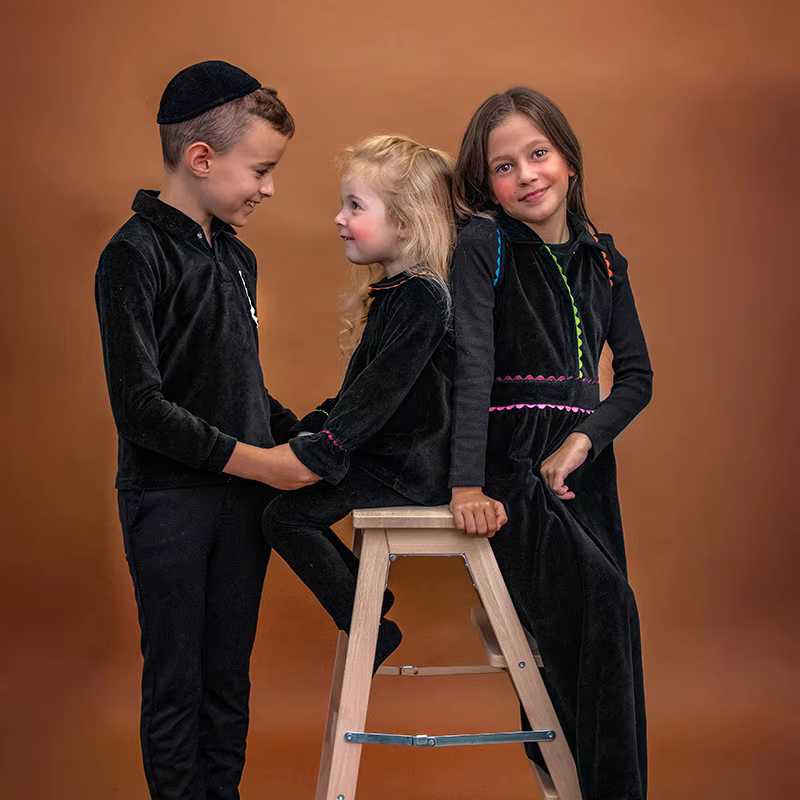 Black Velour Shabbos Family Matching Collection – Style 1 from Bloom Family Fashion on AliExpress