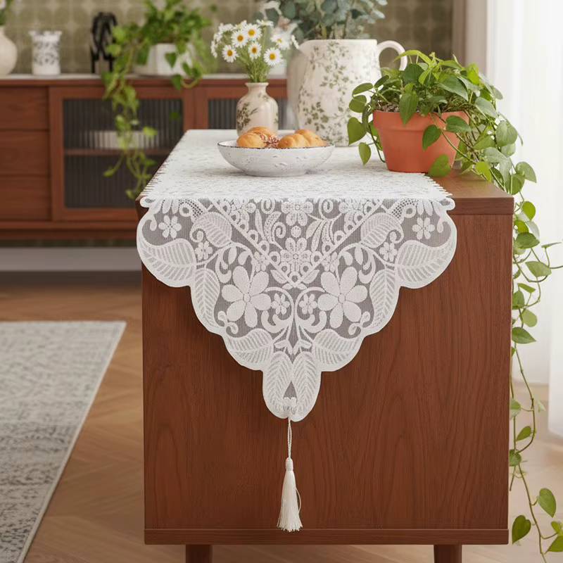 Embroidered French Lace Table Runner