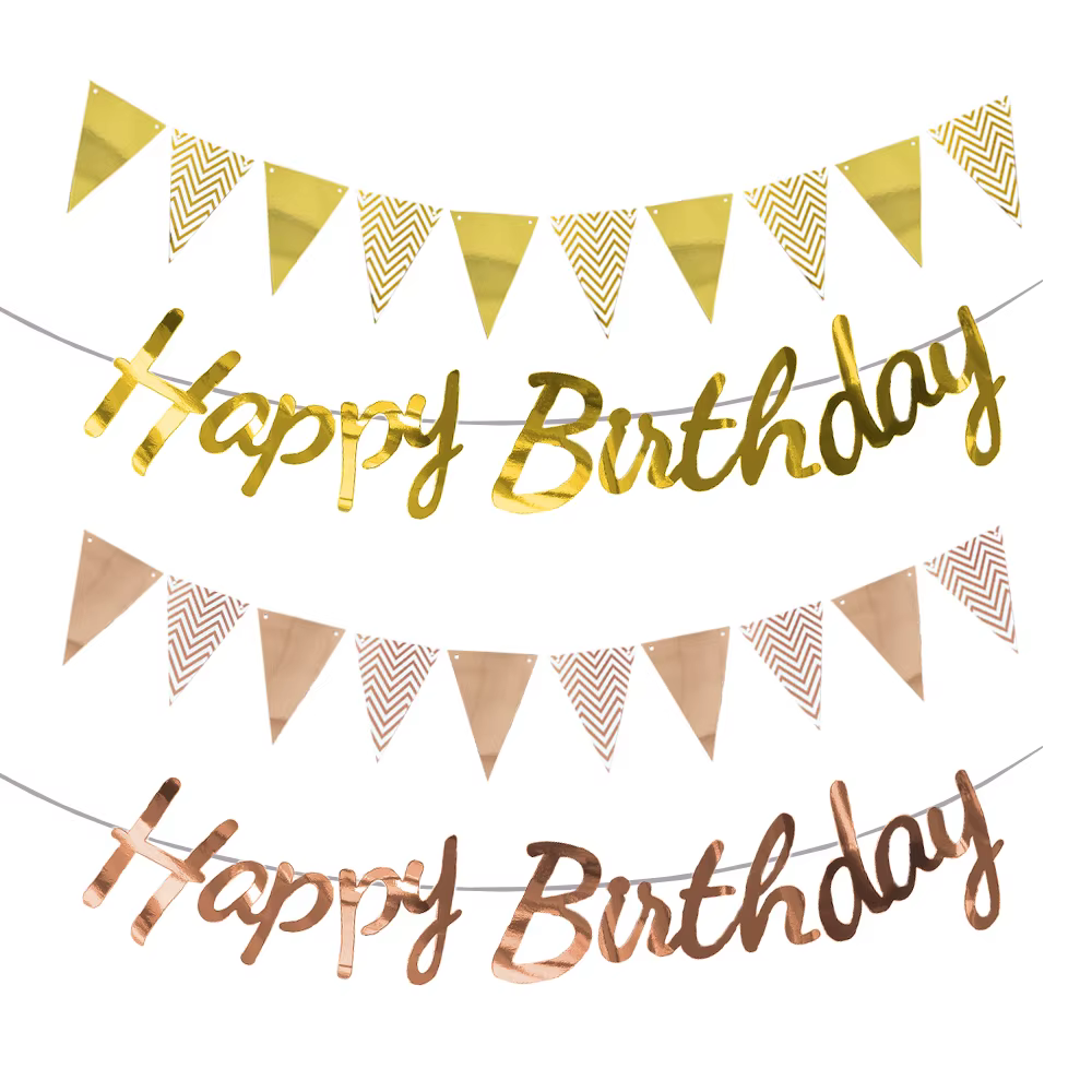 Gold & Silver Birthday Banner