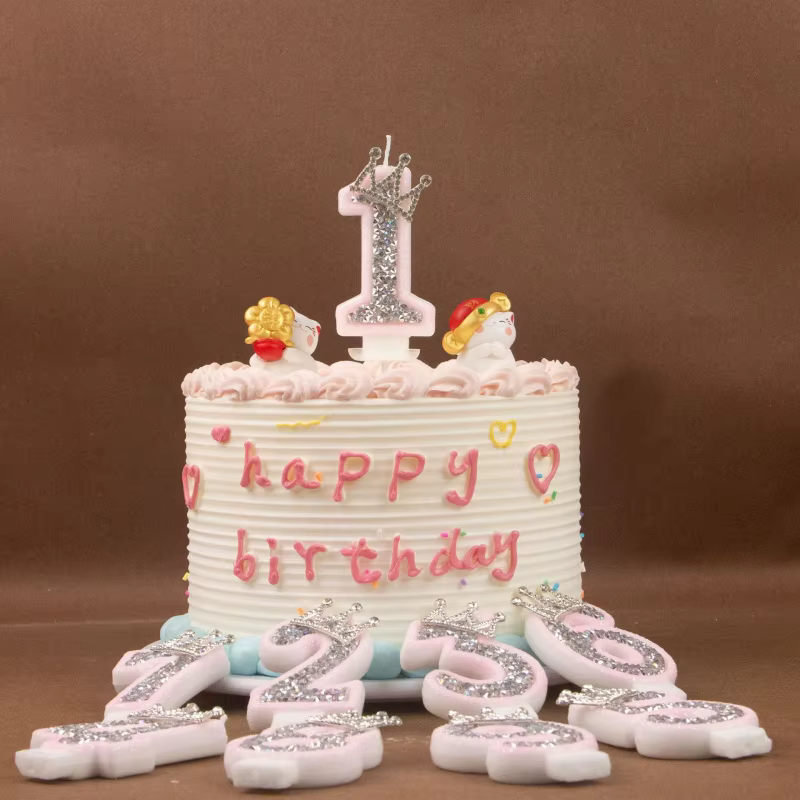 Rhinestone Crown Number Candles