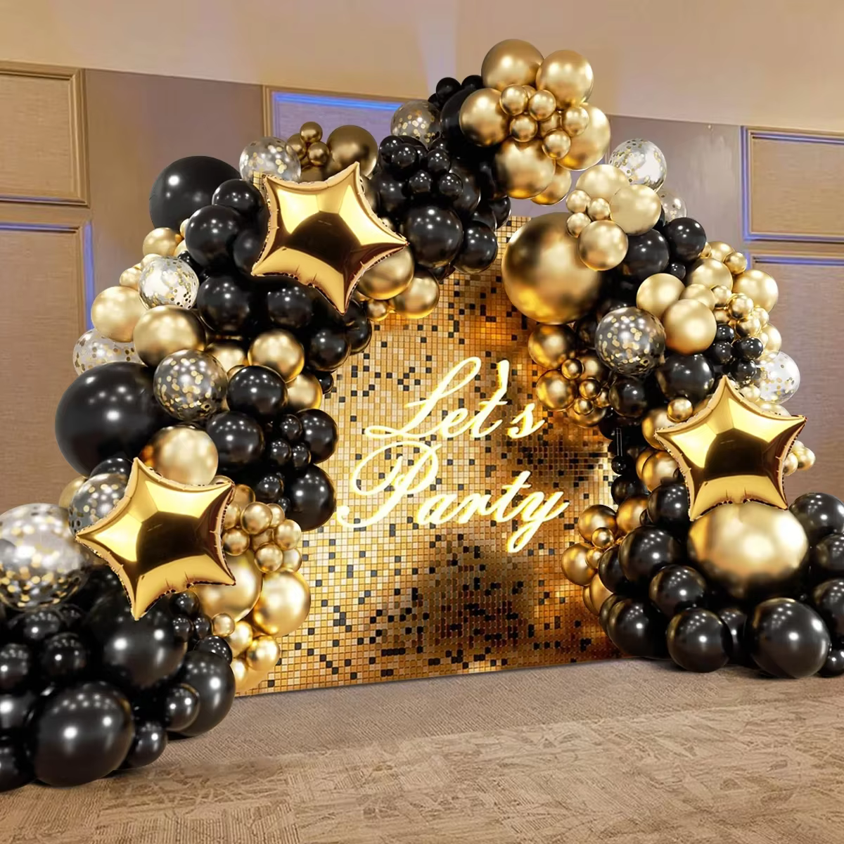 Black Gold Balloon Arch Kit