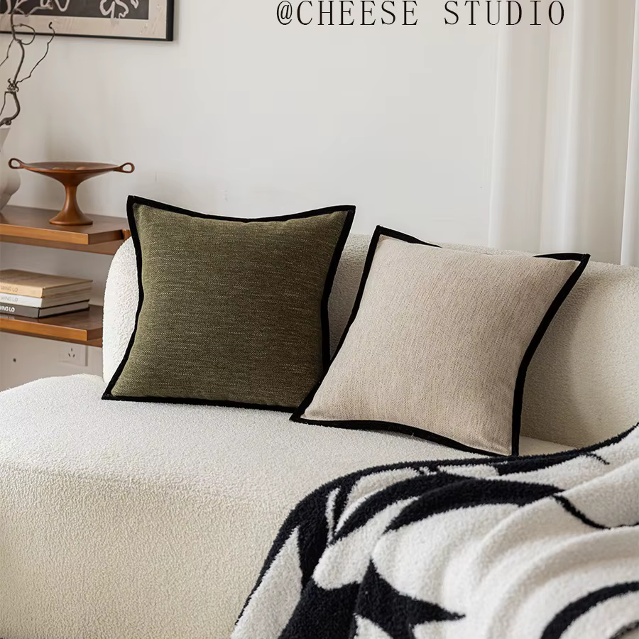French-Style Bordered Cushion Cover