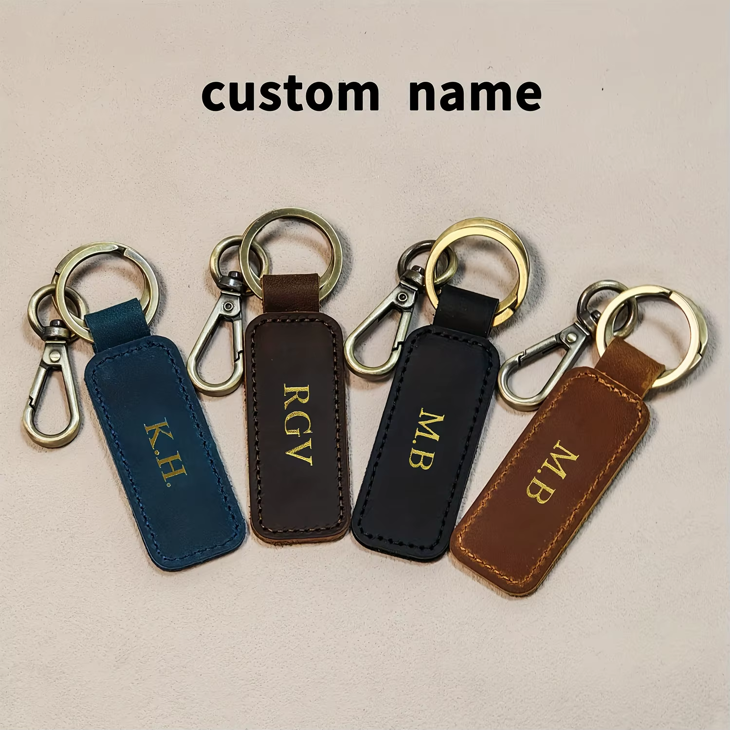Personalised Leather Name Keyring