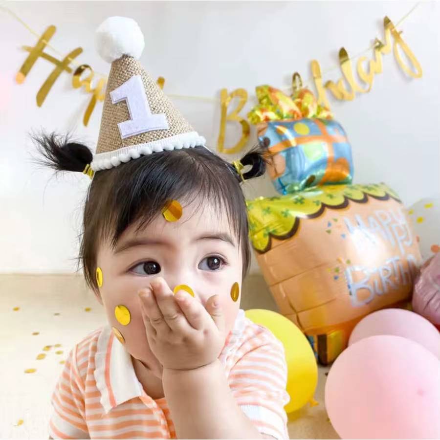 Burlap First Birthday Headband
