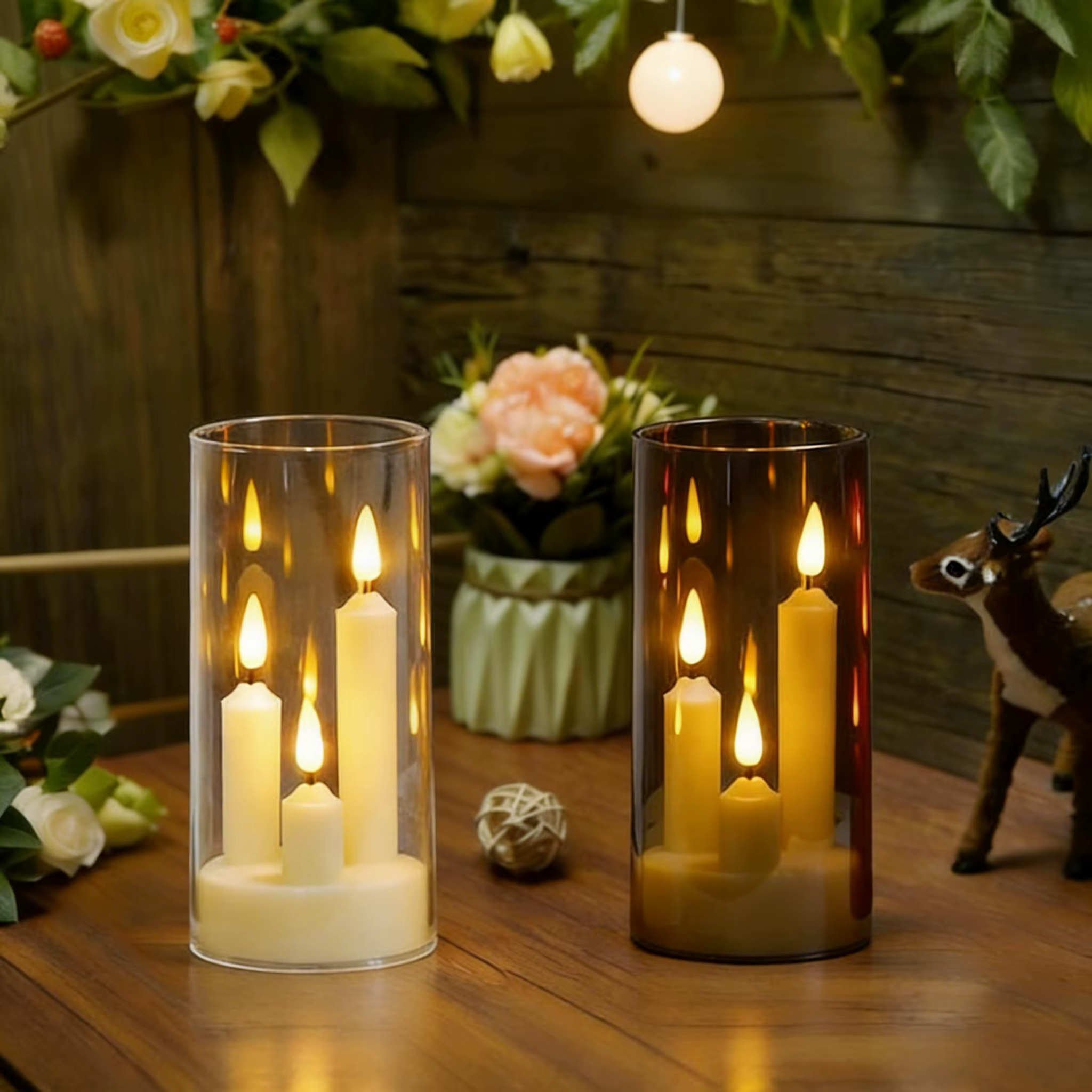 LED taper candles in glass – Lilvelle Chanukah party finds