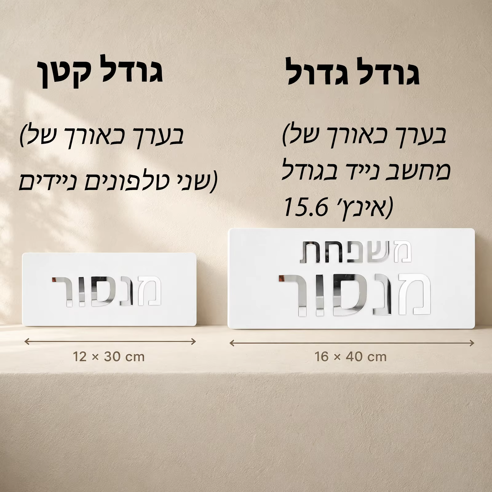 3D Acrylic Hebrew Family Name Door Sign