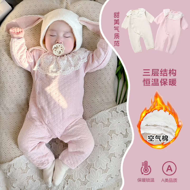 Cotton Lace-Trim Baby Romper from Yibebe on AliExpress