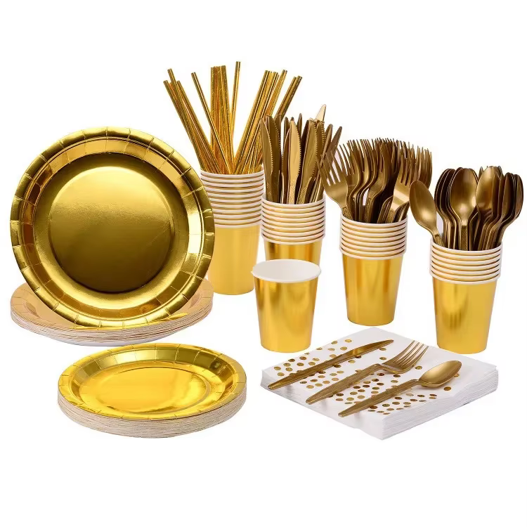 Gold hot-foil tableware set – Lilvelle Chanukah party finds