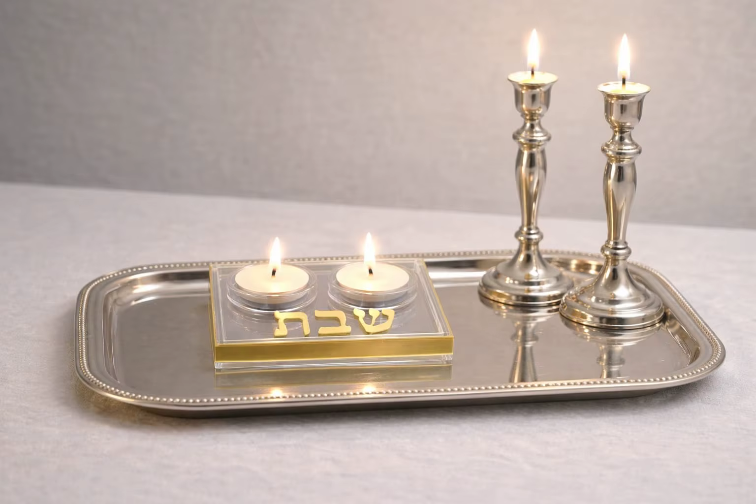 Lucite Shabbos Candle Tray – Lilvelle Judaica find