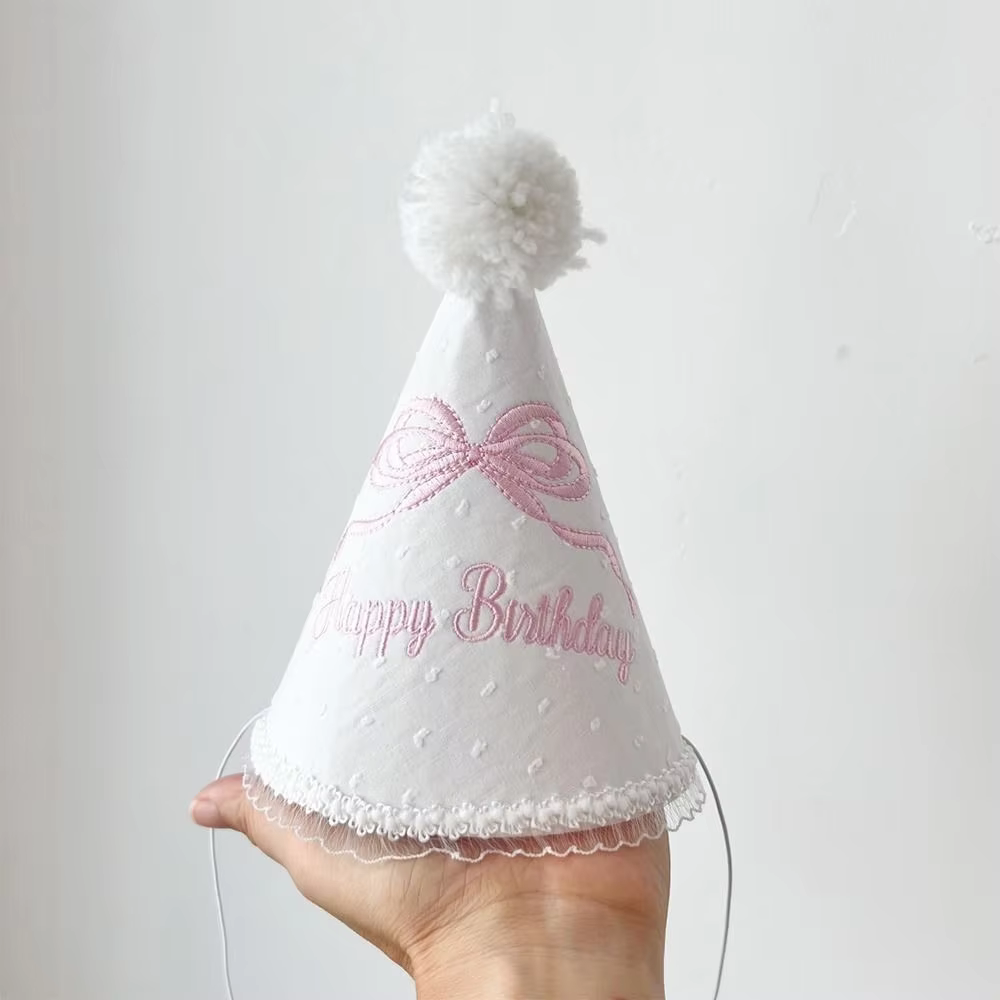 Lace Trim First Birthday Hat