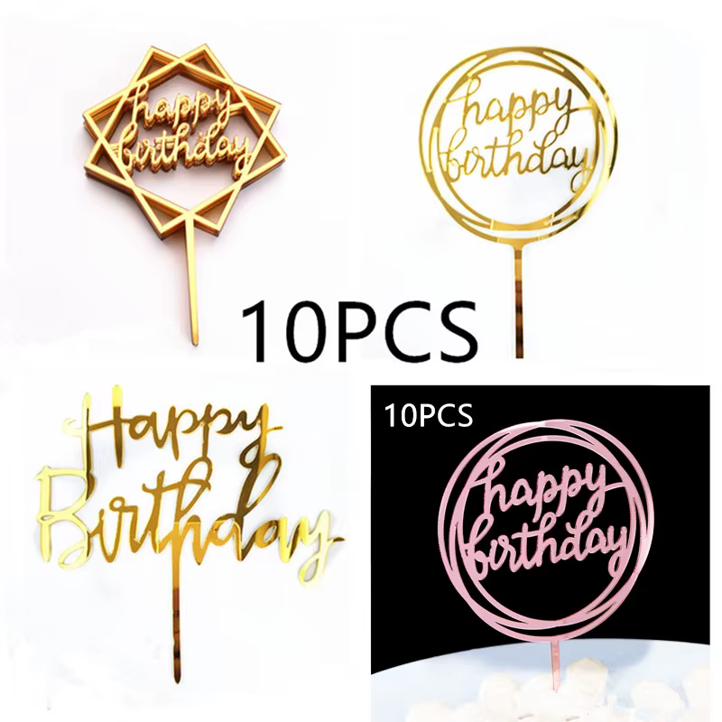 Rose Gold Happy Birthday Topper