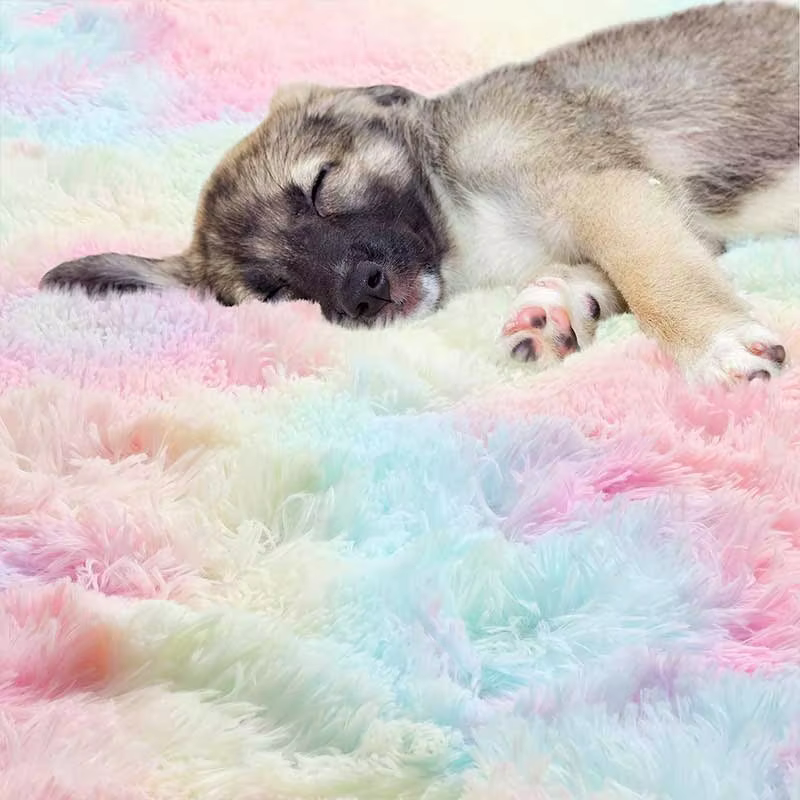 Round Rainbow Swirl Fluffy Rug