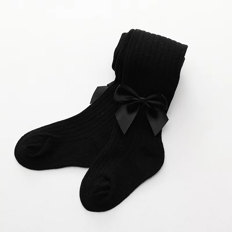 Satin Bow Cotton Tights