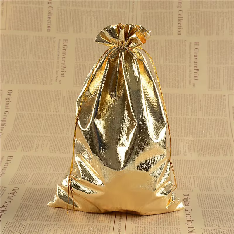 Silver Velvet Drawstring Pouches