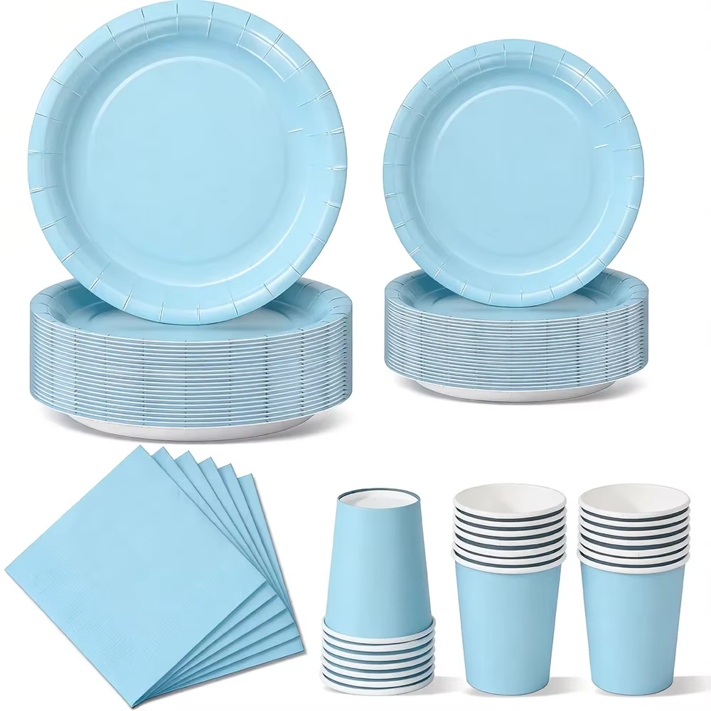 Powder-blue party tableware set – Lilvelle Chanukah party finds