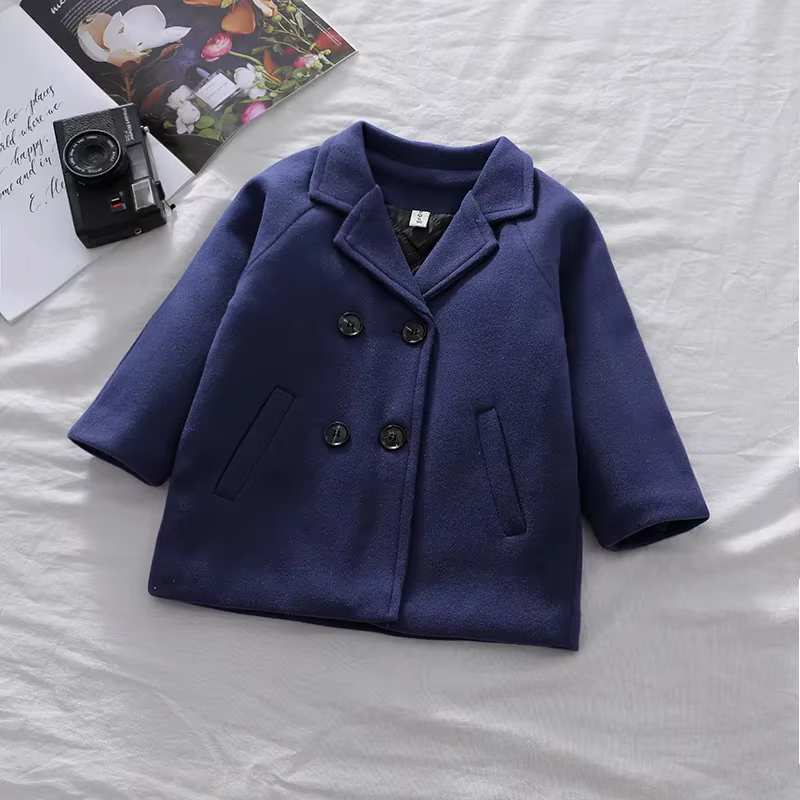 Boys' Plaid Long Trench Coat