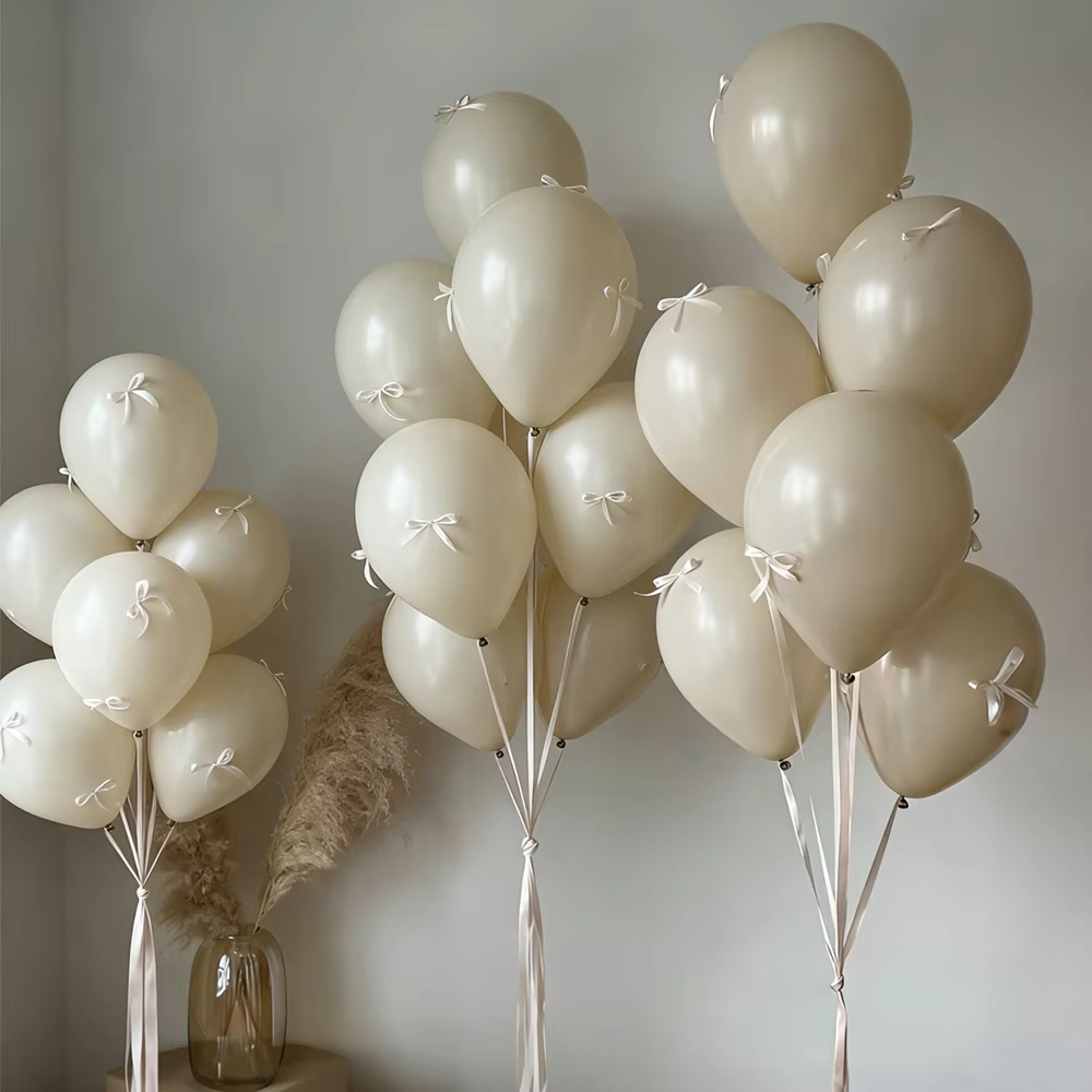 Sand & Beige Bow Balloon Set
