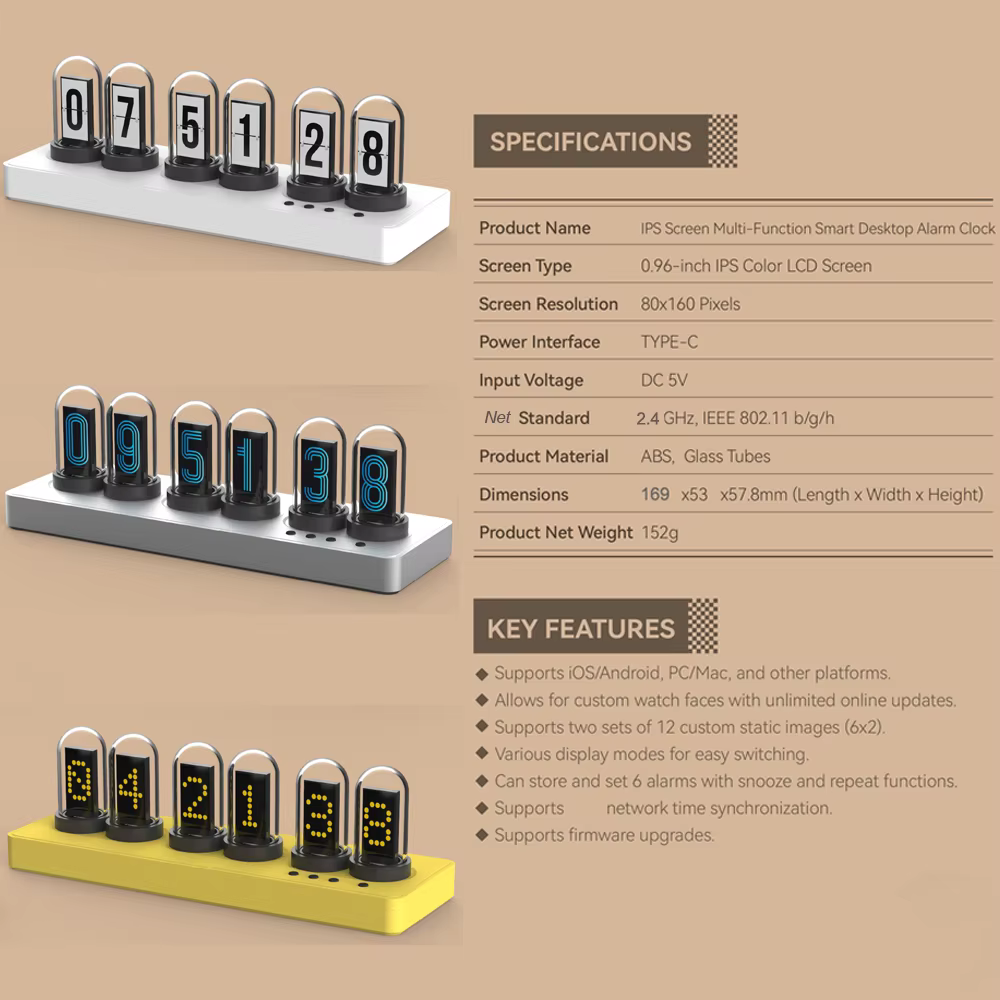 Nixie-Style Tube Clock – Silver