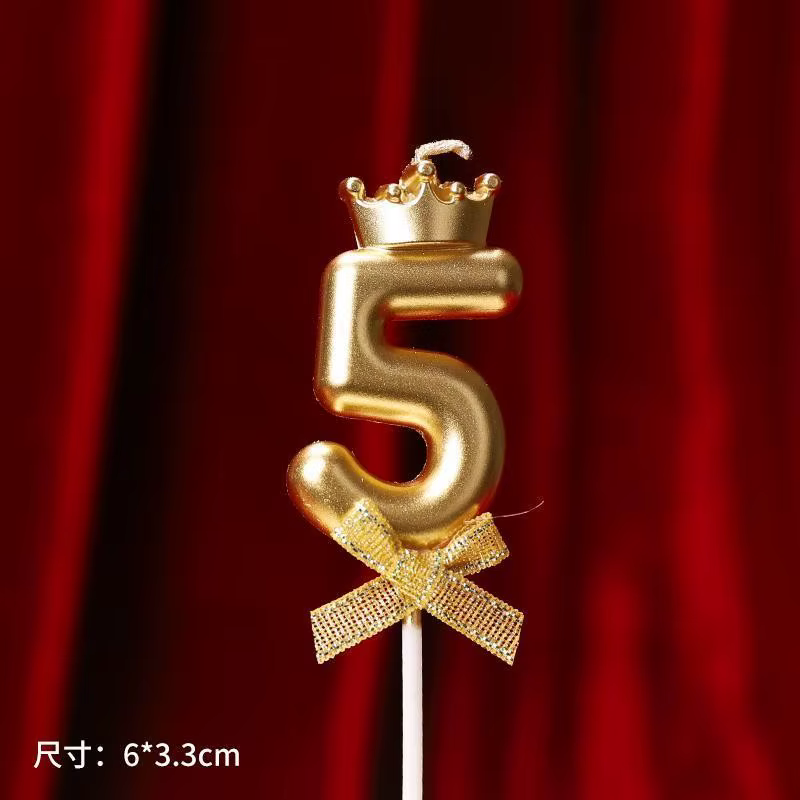 Number Birthday Candles OriginalLight Gold Crown Birthday Cake
