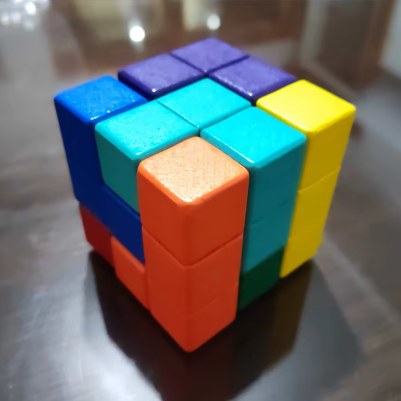 Montessori Educational Toys Soma Block Puzzle Wooden Math