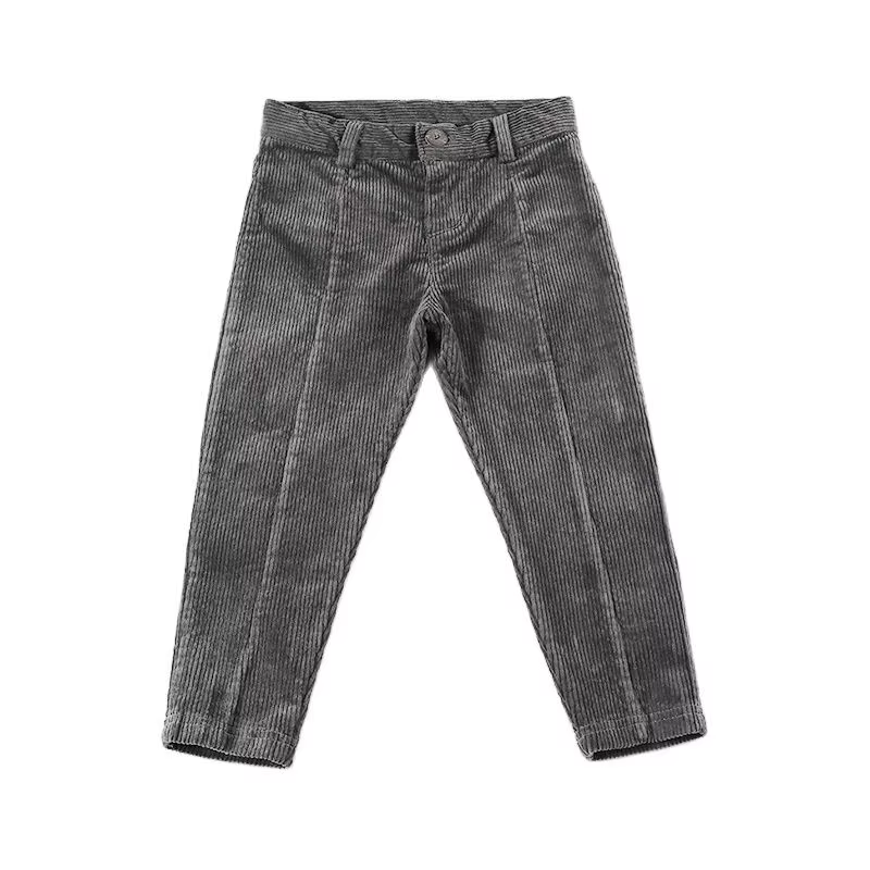 Black Corduroy Zip-Front Kids' Trousers from Yibebe on AliExpress