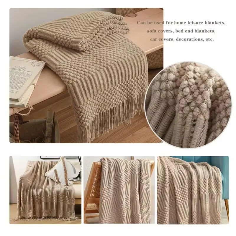 Chunky Knit Throw with Tassels