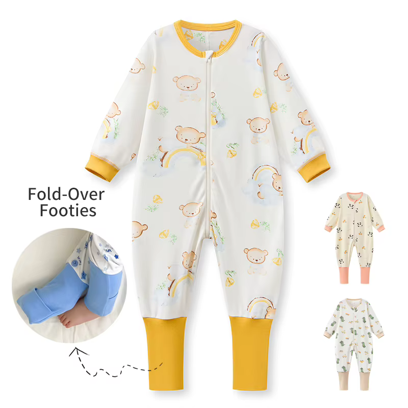 Cotton Zip-Front Baby Footie Romper – Style 1 from Yibebe on AliExpress