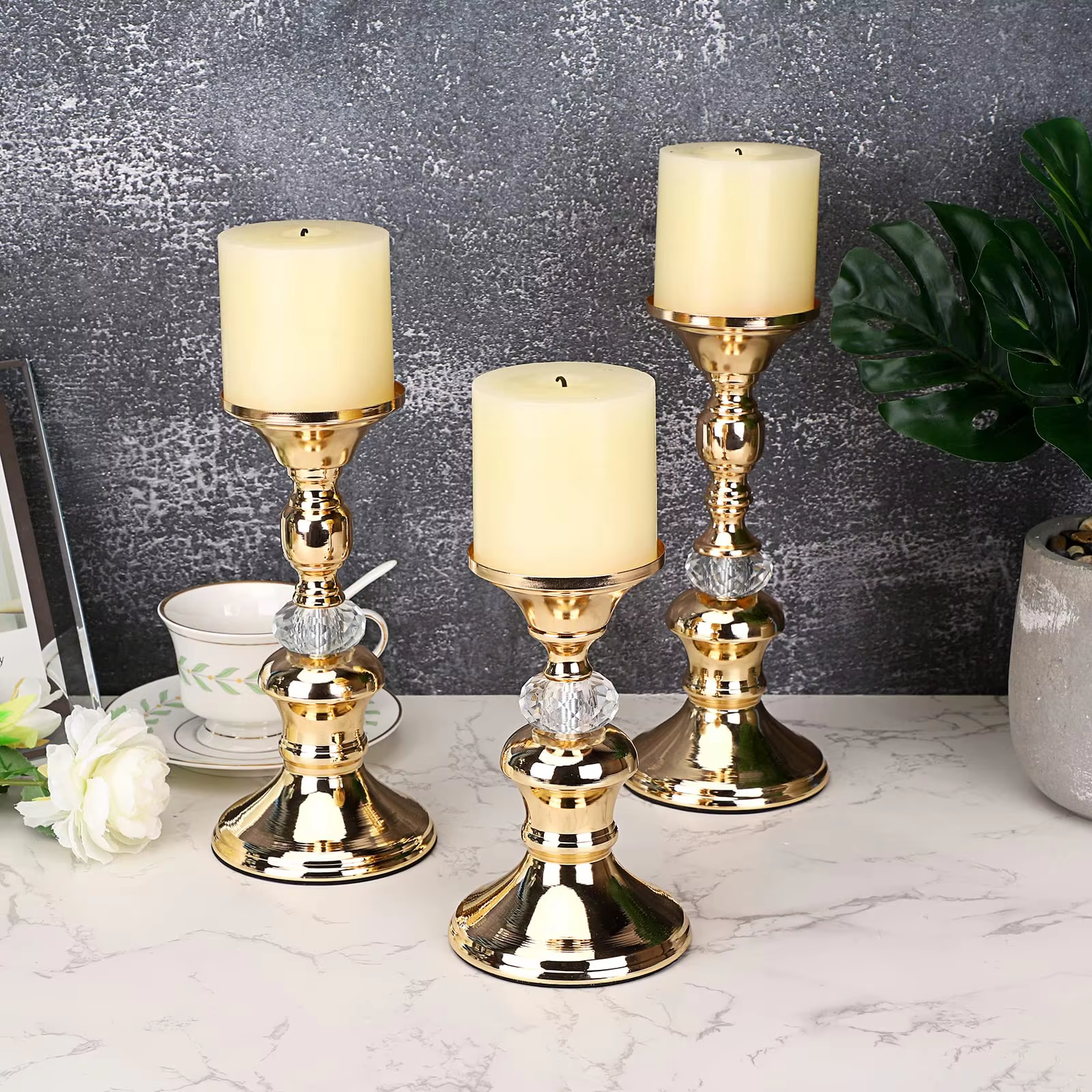 Gold Pillar Candle Holders