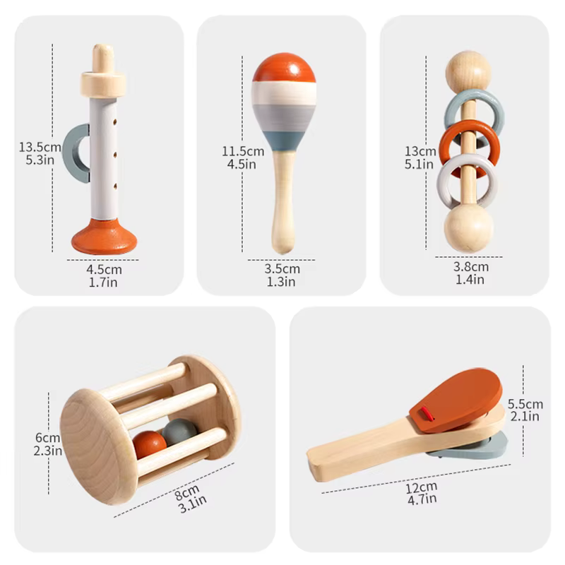 Wooden Baby Bell Rattle