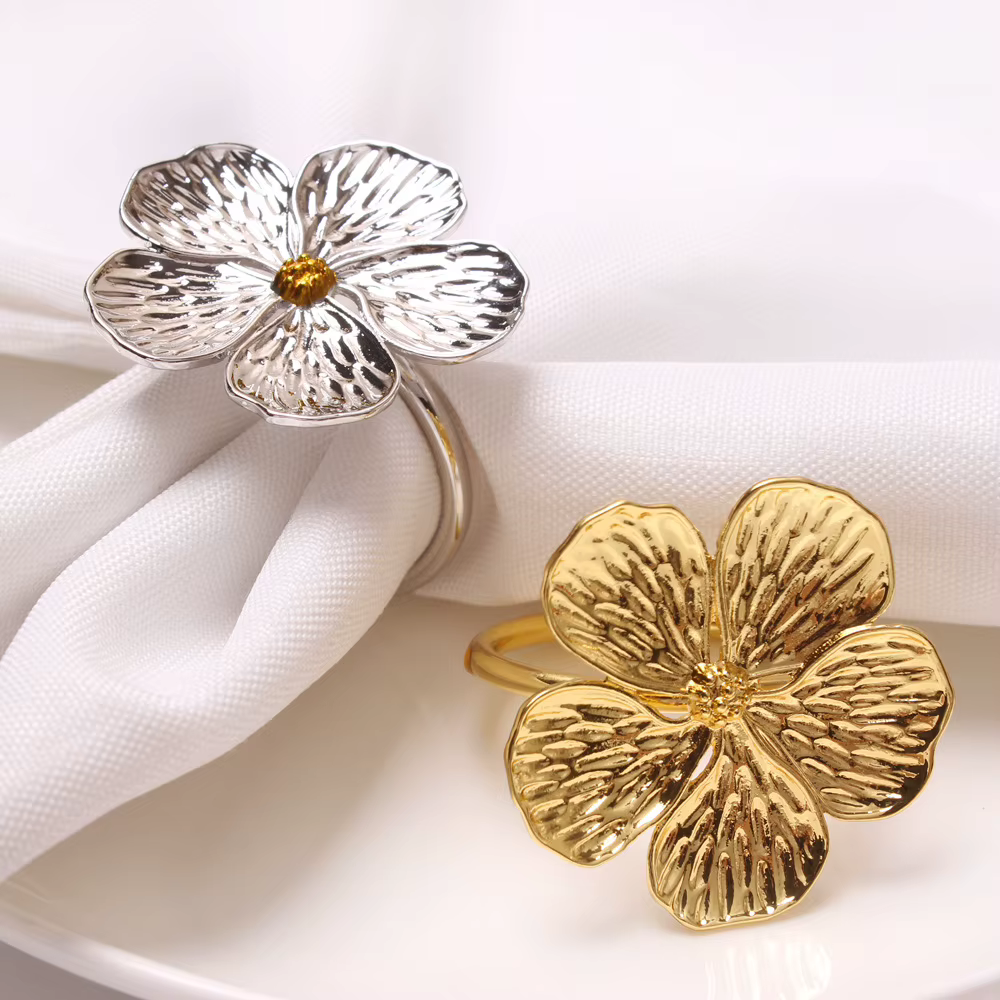 Enamel Blossom Napkin Rings