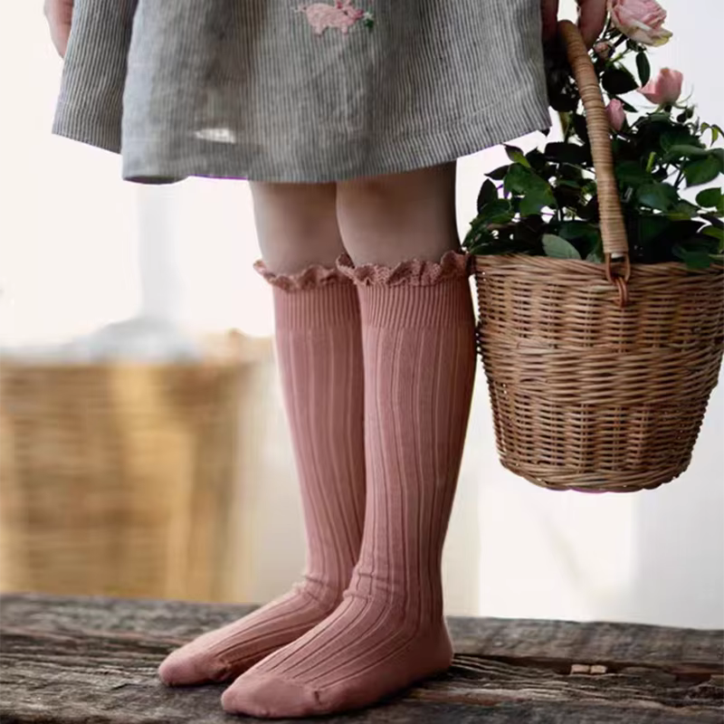 Ruffle Flower Knee Socks